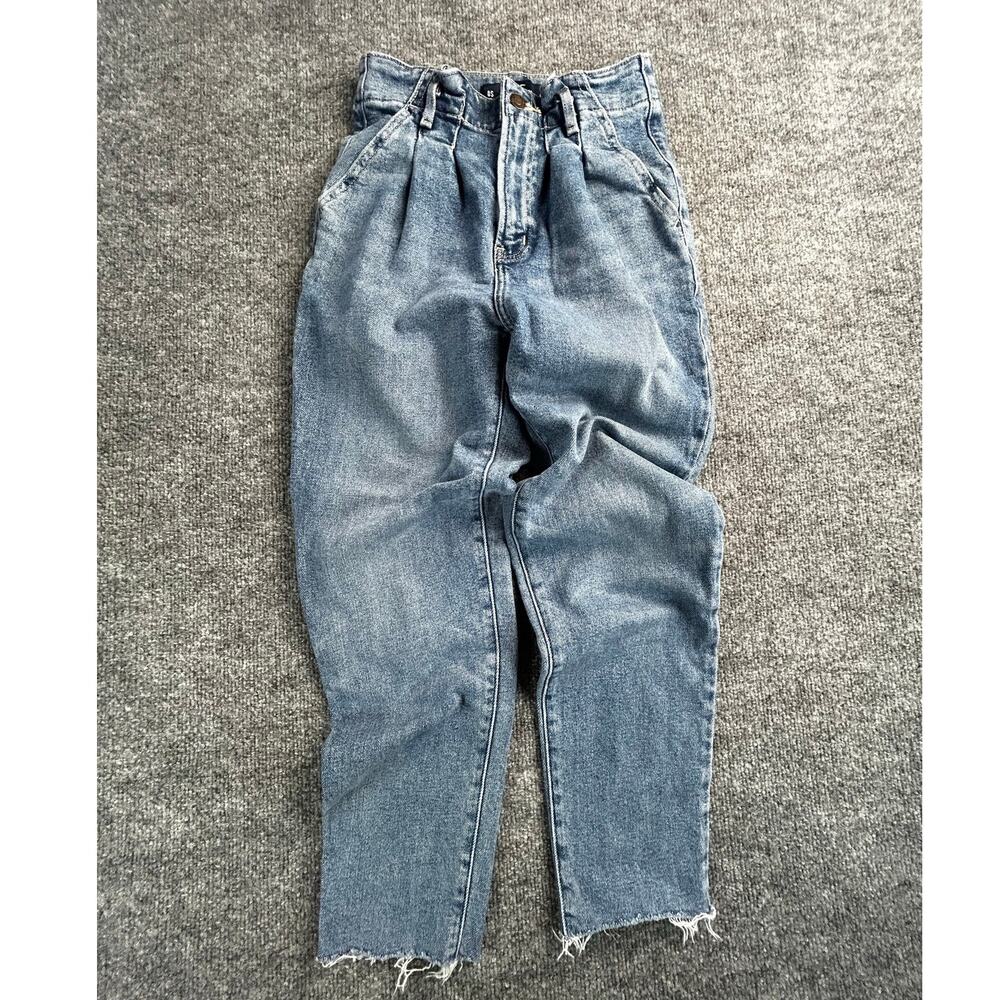 Hollister Ultra High Rise Mom Jeans Women’s 0S W24 L25 Raw Hem Size 0 - Picture 1 of 8